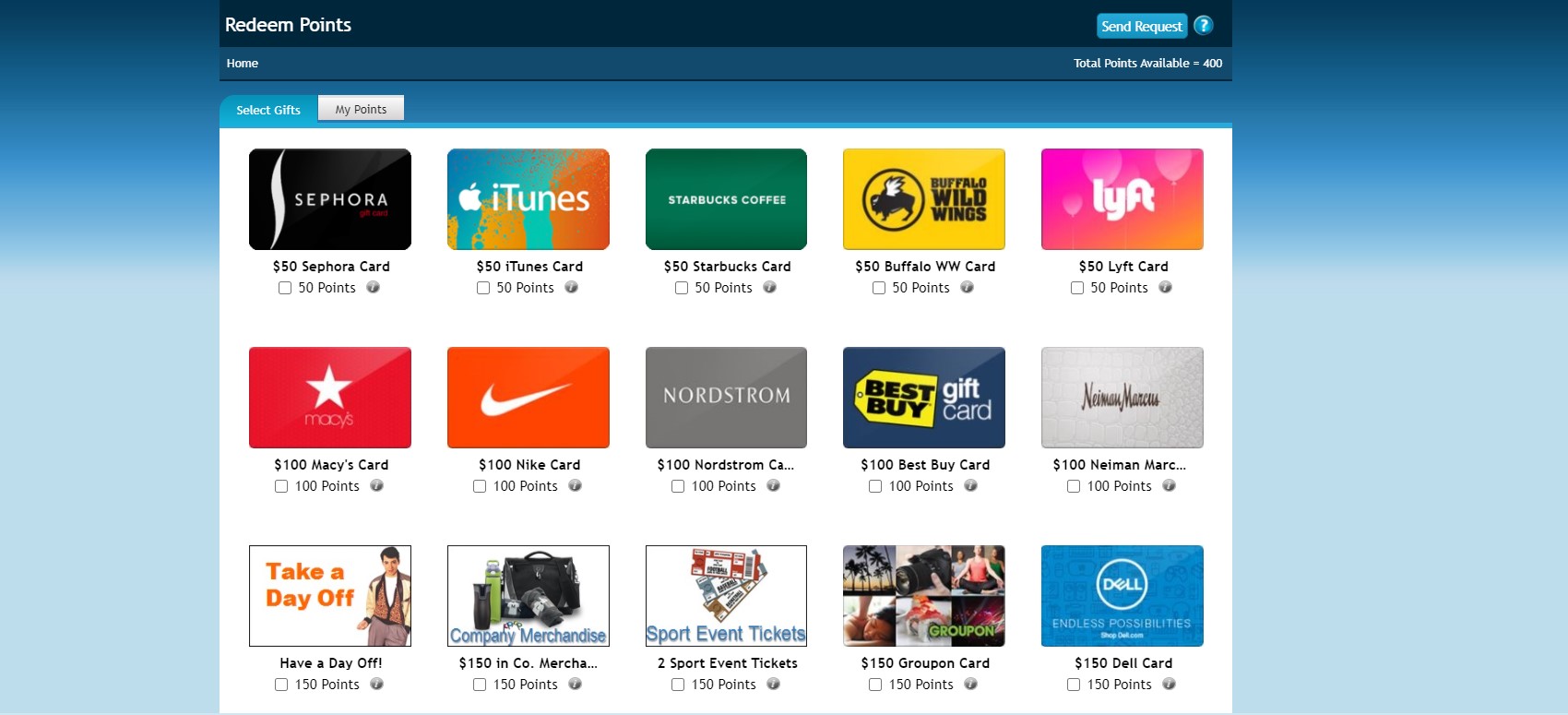 screenshot of BullseyeEngagement Employee Recognition Software